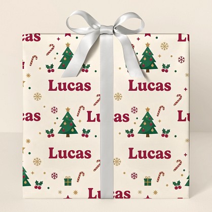 Personalized Christmas Icons Pattern Wrapping Paper