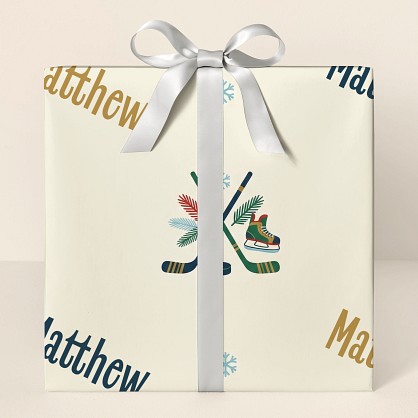 Personalized Hockey Christmas Wrapping Paper