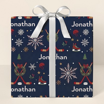 Personalized Hockey Christmas Wrapping Paper