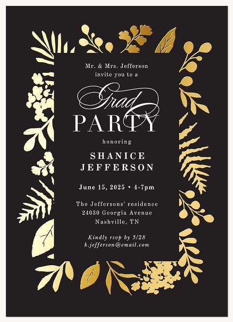 Foiled Botanical Graduation Invitations