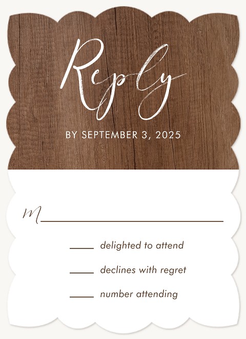 Etched in Wood Wedding RSVP Cards