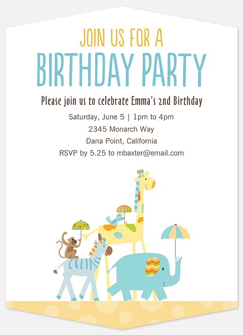 Animal Crackers Kids' Birthday Invitations