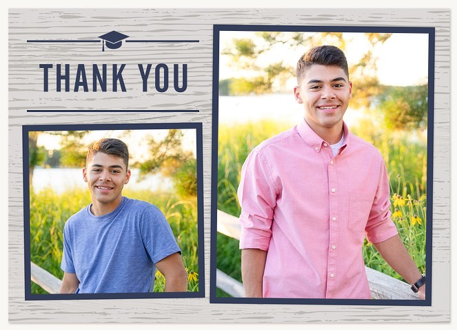 Preppy Woodgrain Graduation Thank You Cards