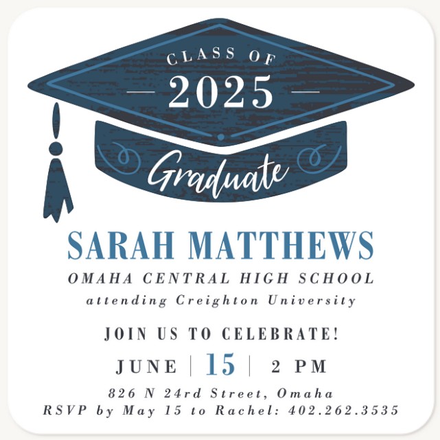 Rustic Cap Graduation Party Invitations