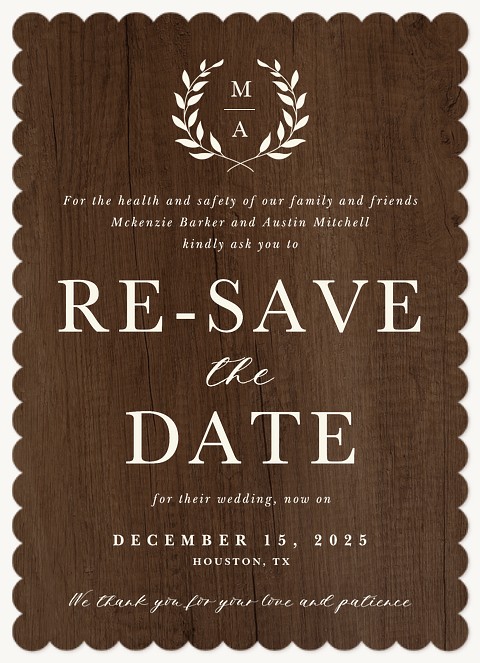 Rustic Elegance Change the Date Cards