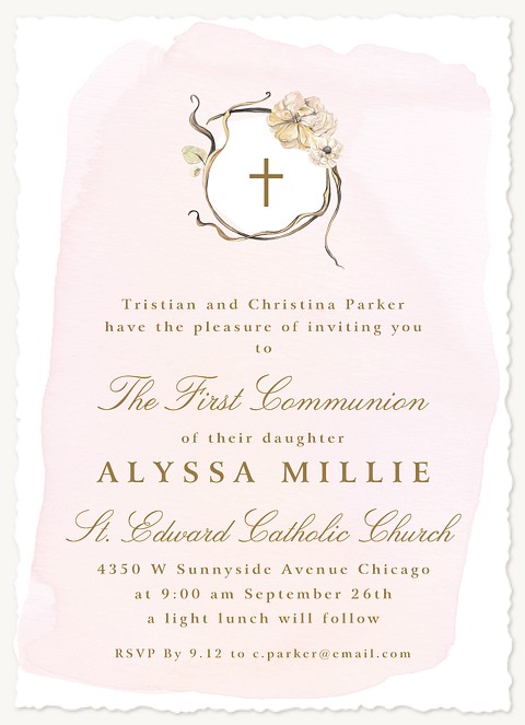 Desert Blush First Communion Invitations