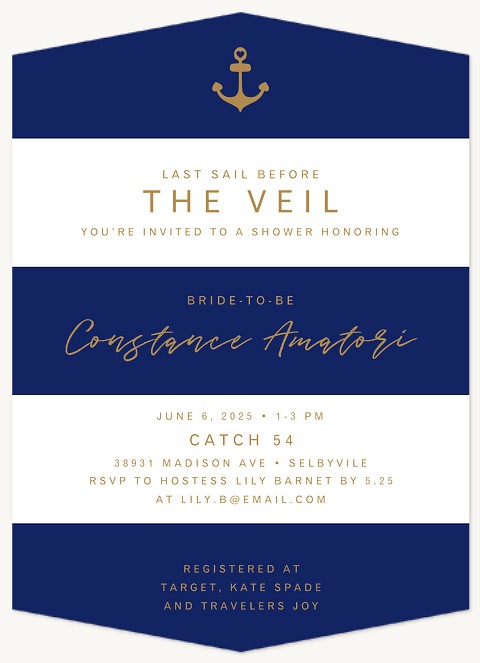 Stripes & Anchor Bridal Shower Invitations