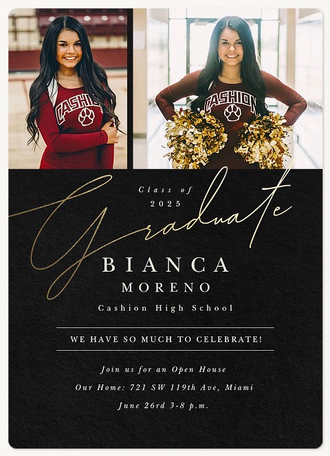 Golden Script Graduation Invitations