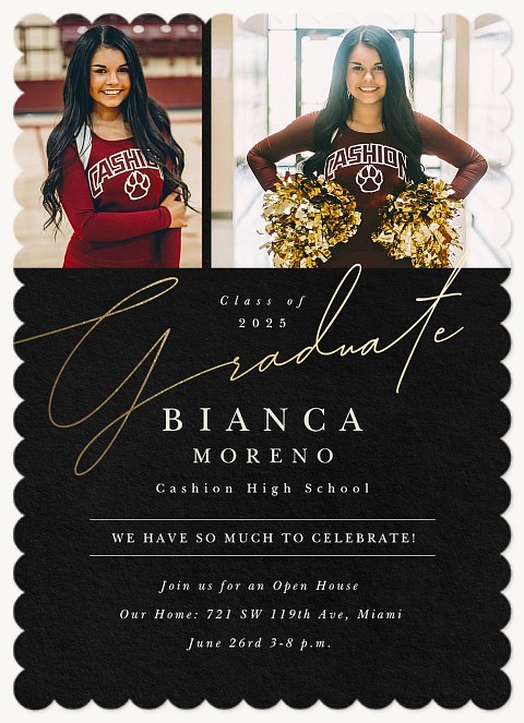 Golden Script Graduation Invitations