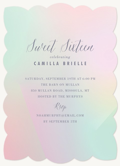 Holographic Teen Birthday Invitations