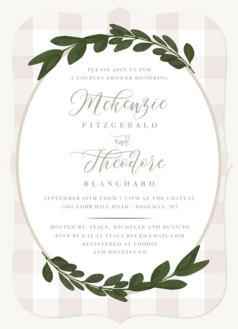 Gingham Wreath Bridal Shower Invitations