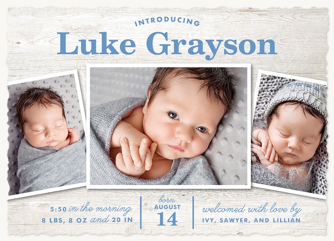 Rustic Trio Baby Announcements