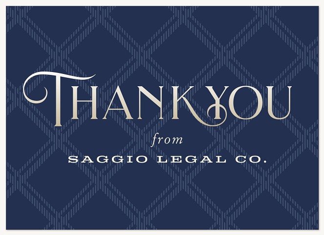 Indigo Plaid Business Thank You Cards