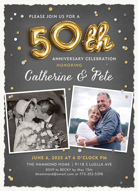 Milestone Balloons Wedding Anniversary Invitations