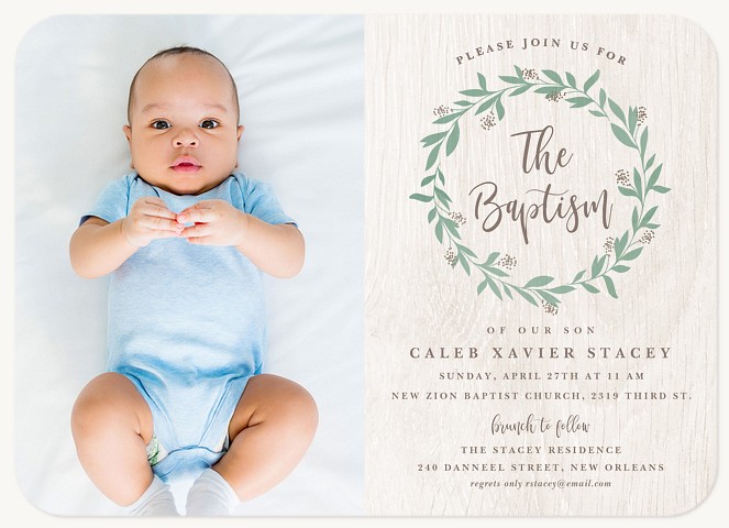 Laurel Wreath Baptisms & Christening Invitations