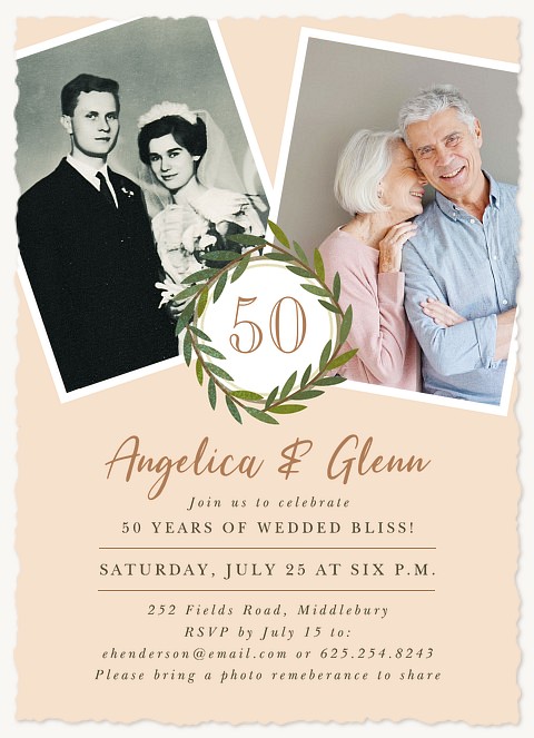 Elegant Laurel Wedding Anniversary Invitations