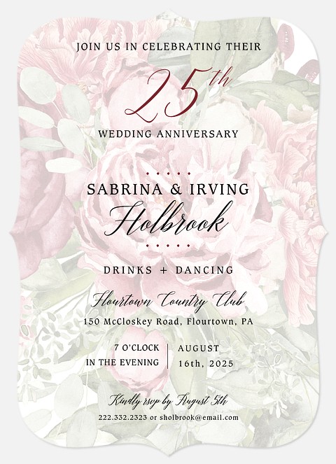 Antique Floral Anniversary Invitations