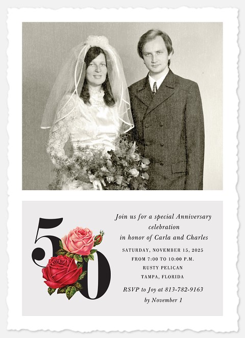 Floral Numbers Anniversary Invitations