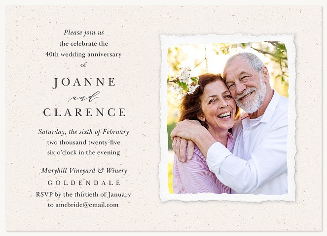 Deckled Snapshot Wedding Anniversary Invitations