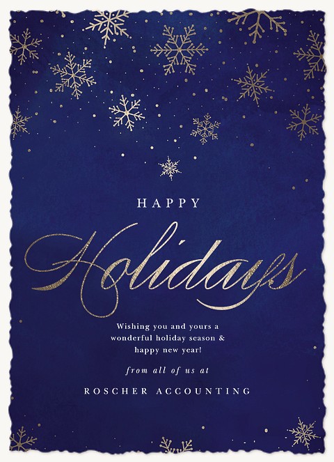 Metallic Snow Business Holiday Cards