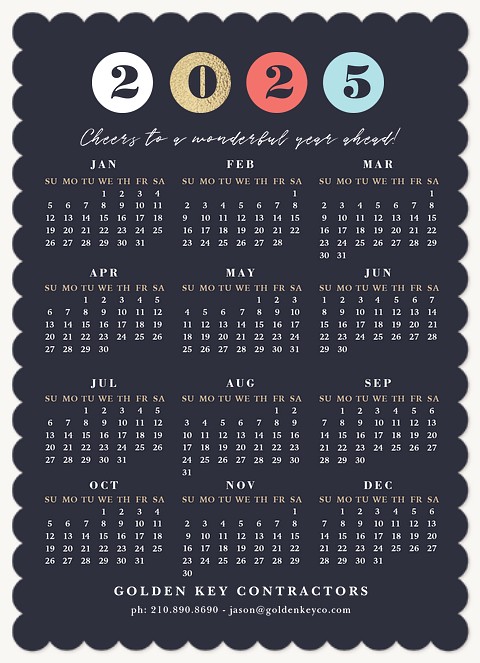 Festive Calendar Business Holiday Cards