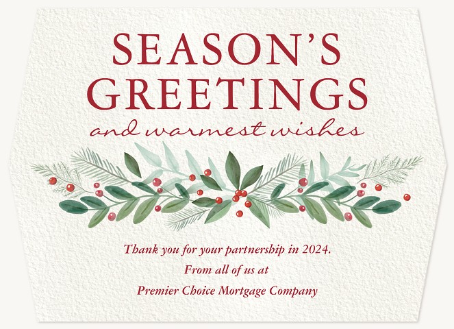 Seasonal Greenery Business Holiday Cards