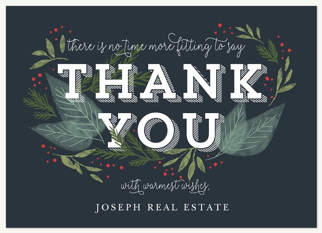 Thankful Greenery Business Holiday Cards