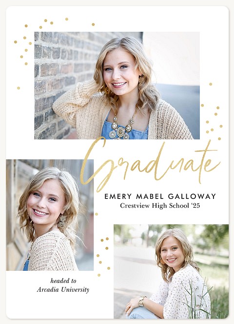 Golden Confetti Trio Graduation Cards