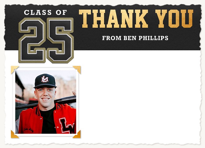 Lettered Jacket Graduation Thank You Cards