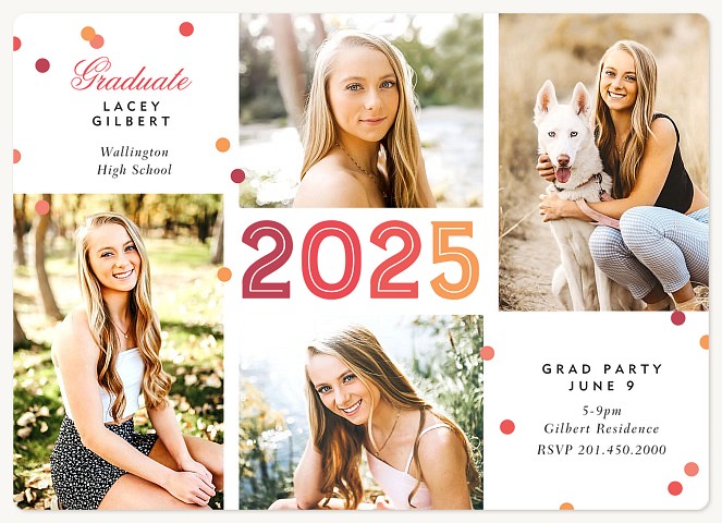 Vibrant Confetti Graduation Invitations