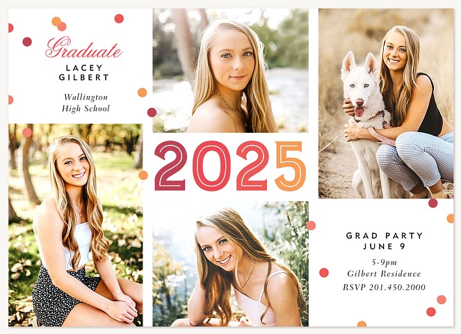 Vibrant Confetti Graduation Invitations