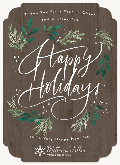 Rustic Botanical Business Holiday Cards