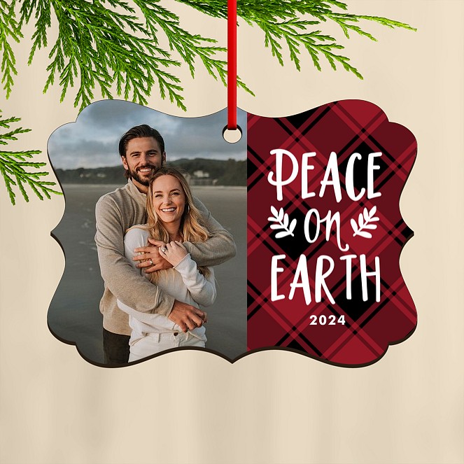 Plaid Peace Custom Ornaments