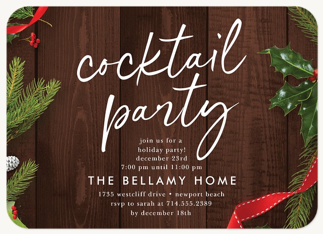 Christmas Cocktails Holiday Party Invitations