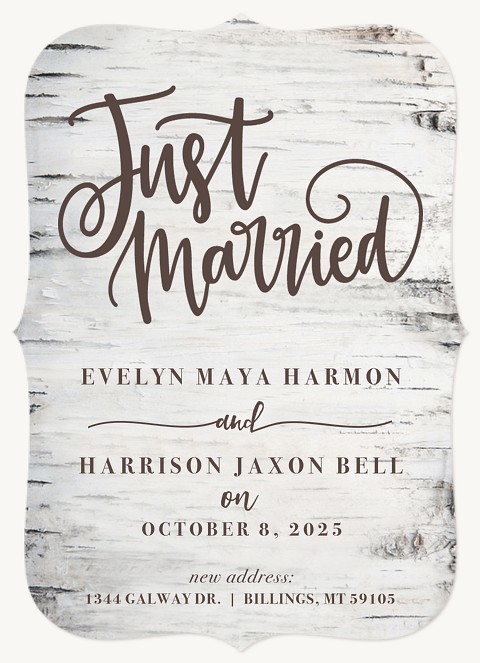 Scripted Birch Wedding Announcements