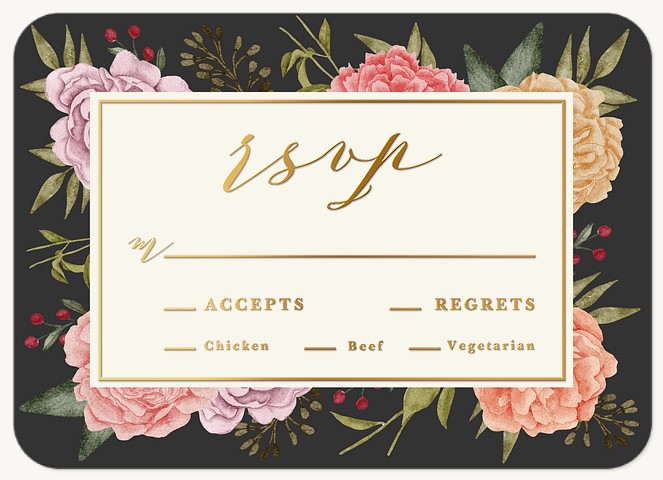 Midnight Floral Wedding RSVP Cards