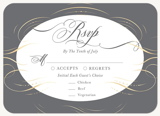 Gilded Embellishments Wedding RSVP Cards