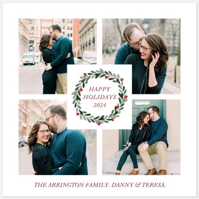 Wreath Quad Holiday Photo Cards