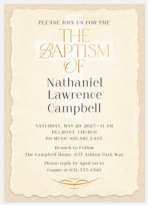Handmade Paper Baptism Christening Invitations