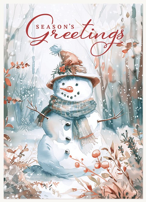 Watercolor Snowman Business Holiday Cards