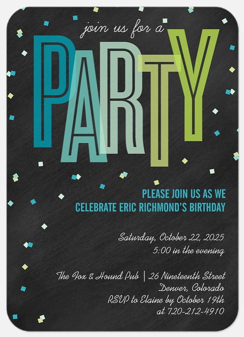 Confetti Squares Adult Birthday Invitations
