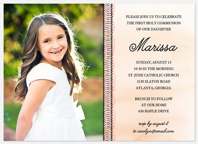 Watercolor Album First Communion Invitations