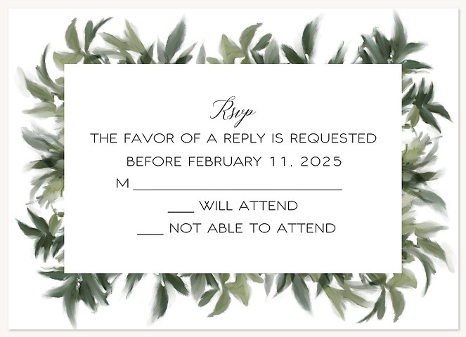 Brushed Foliage Wedding RSVP Cards
