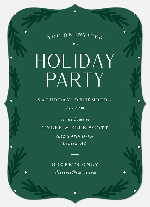 Sprig Garland Holiday Party Invitations