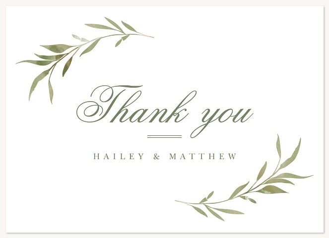 Olive Sprigs Wedding Thank You Cards