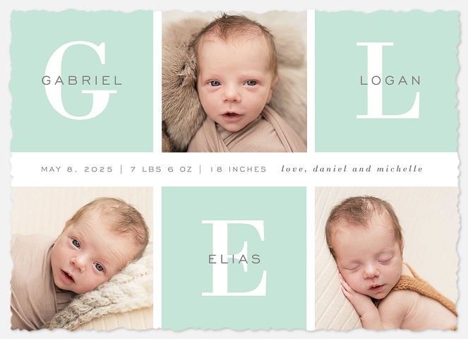 Classic Monogram Baby Birth Announcements