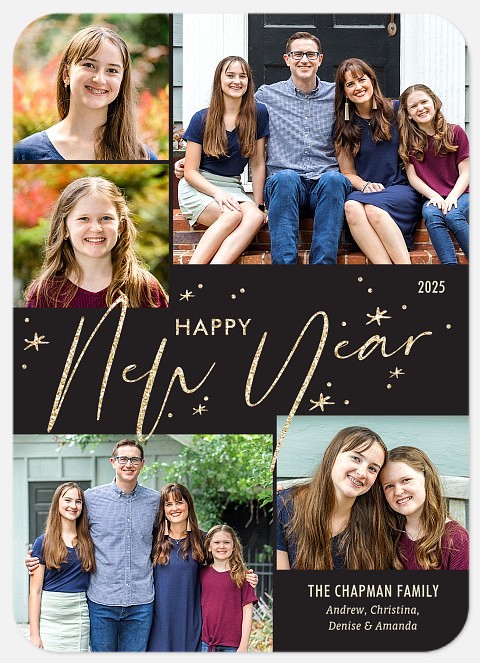 Frosted Sparkles New Years Photo Cards