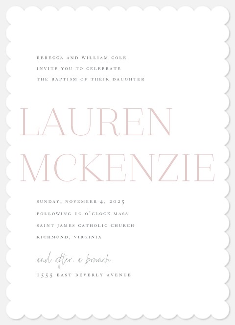 Lovely Name Baptism Christening Invitations