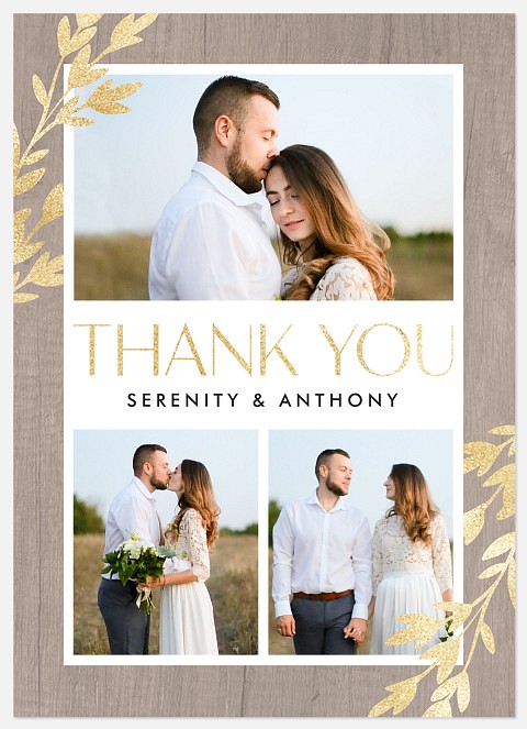 Golden Greenery Wedding Thank You Cards