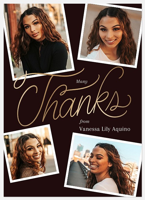 Gold Script Graduation Thank You Cards